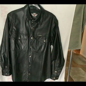 HARLEY DAVIDSON BLACK LEATHER SHIRT JACKET